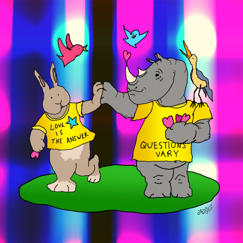 Love is the Answer - bunny and rhino