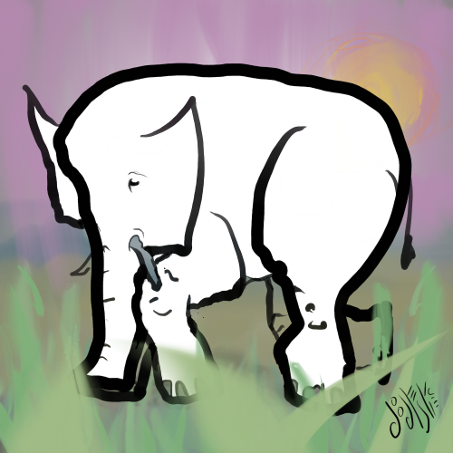 Mellophant - mellow elephant drawing by Doodleslice